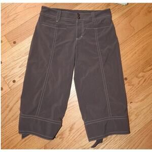 Athleta Tear Away Capri Pants Brown Size 4 Stretch Activewear EUC